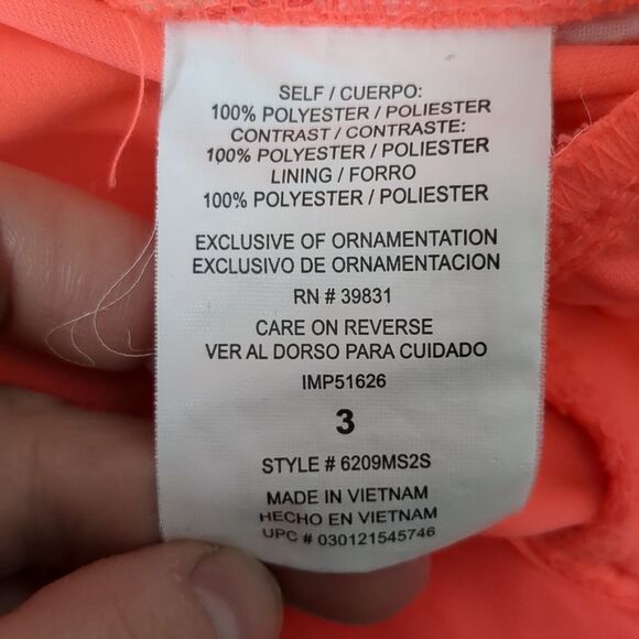 My Michelle Strapless Neon Coral Prom Dress Juniors Size 3 - Picture 2 of 10